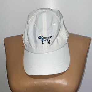 PINK Victoria's Secret Women's White Metallic Dog Baseball Cap Hat Adjustable